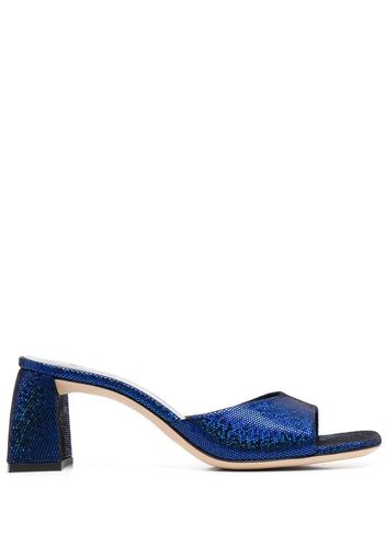 BY FAR Romy 70mm metallic mules - Blu