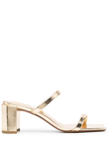 BY FAR Tanya 67mm metallic-effect leather mules - Oro