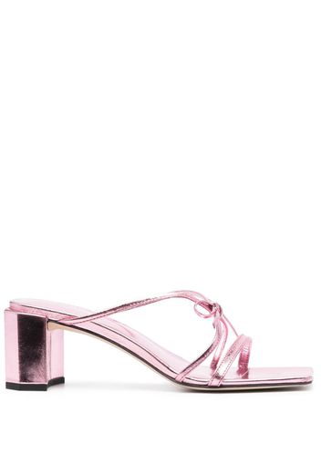 BY FAR June 65mm metallic-effect mules - Rosa