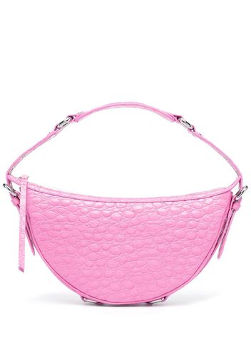 BY FAR Gib embossed crocodile-effect shoulder bag - Rosa