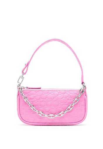 BY FAR Rachel crocodile-effect mini bag - Rosa