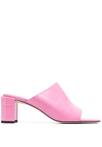 BY FAR Katya croco-embossed mules - Rosa