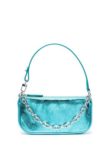 BY FAR mini Rachel metallic leather bag - Blu