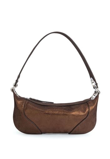 BY FAR Mini Amira metallic-finish shoulder bag - Marrone