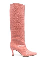 BY FAR crocodile-effect pointed-toe boots - Rosa