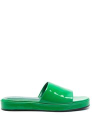 BY FAR Cala patent-finish mules - Verde