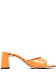 BY FAR Michele patent block-heel mules - Arancione