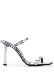 BY FAR Flick 90mm metallic leather sandals - Argento