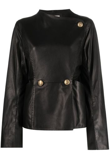 By Malene Birger double-breasted leather jacket - Nero