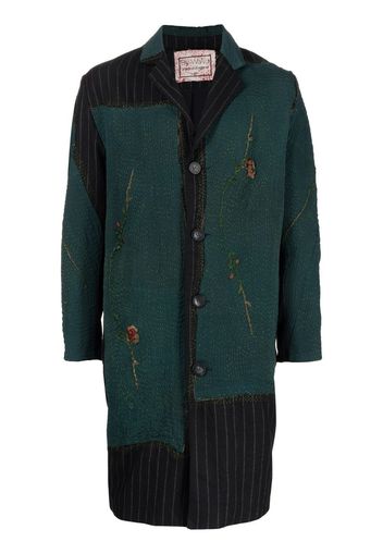 By Walid Gil floral-embroidered pinstripe coat - Multicolore