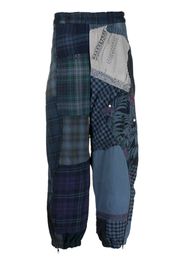 By Walid patchwork-design drop-crotch trousers - Blu