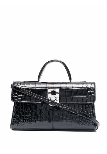 Cafuné Stance Wallet crocodile-embossed leather tote bag - STANCE WALLET CROSSBODY - BLACK EMBOSSED CROC