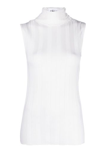 Câllas Milano Top smanicato Romy a collo alto - Bianco