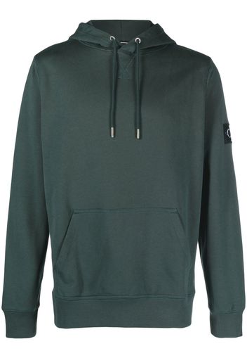 Calvin Klein Jeans logo-patch drawstring hoodie - Verde