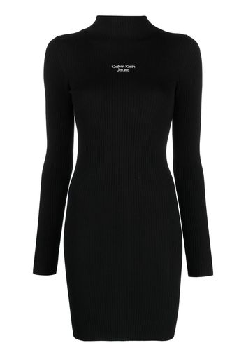 Calvin Klein Jeans logo-embroidered knit dress - Nero