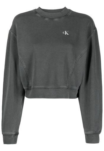 Calvin Klein Jeans logo-print washed sweatshirt - Grigio