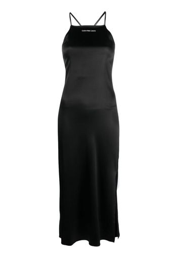 Calvin Klein Jeans satin-finish open-back midi dress - Nero