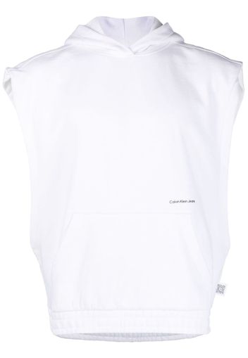 Calvin Klein Jeans logo-print sleeveless hoodie - Bianco