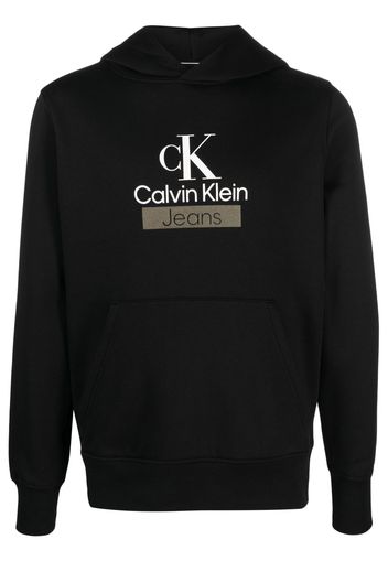 Calvin Klein Jeans logo-print cotton-blend hoodie - Nero