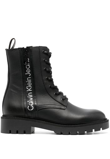 Calvin Klein Jeans logo-print leather boots - Nero