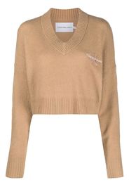 Calvin Klein Jeans cropped V-neck knit jumper - Toni neutri