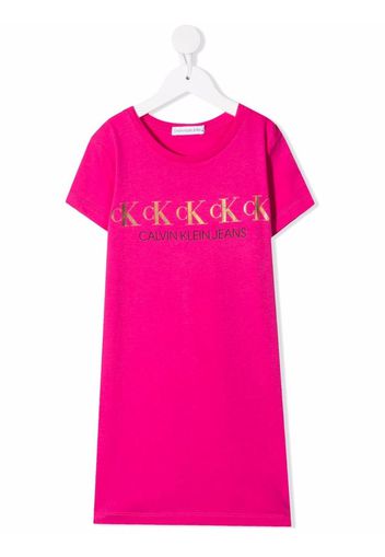 Calvin Klein Kids Abito modello T-shirt con stampa - Rosa