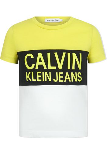 Calvin Klein Kids colour-block cotton T-shirt - Giallo