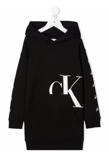 Calvin Klein Kids logo-print hooded sweatshirt dress - Nero