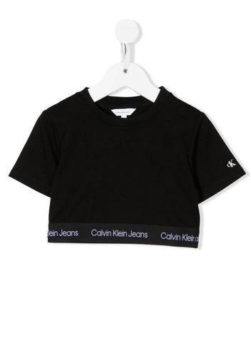 Calvin Klein Kids logo-print cropped T-shirt - Nero