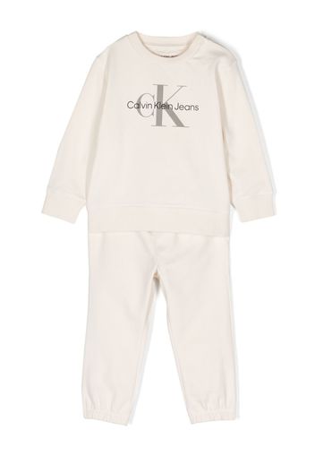 Calvin Klein Kids logo-print cotton tracksuit set - Toni neutri