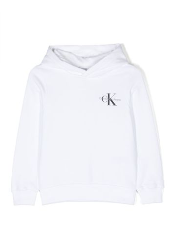 Calvin Klein Kids chest logo-print long-sleeved hoodie - Bianco