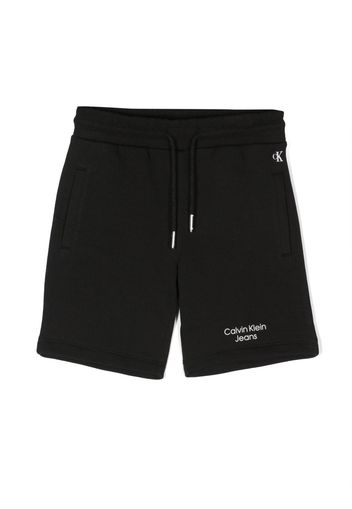 Calvin Klein Kids logo-print drawstring shorts - Nero