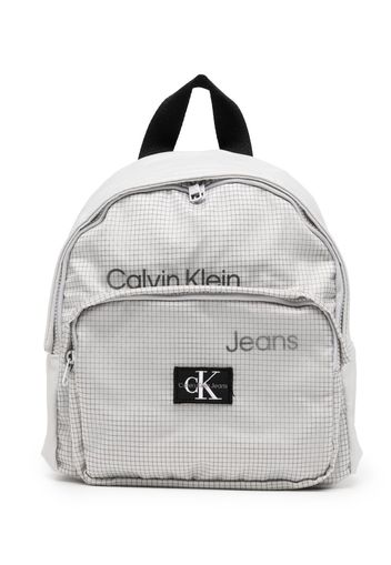 Calvin Klein Kids logo-print geometric-pattern backpack - Grigio