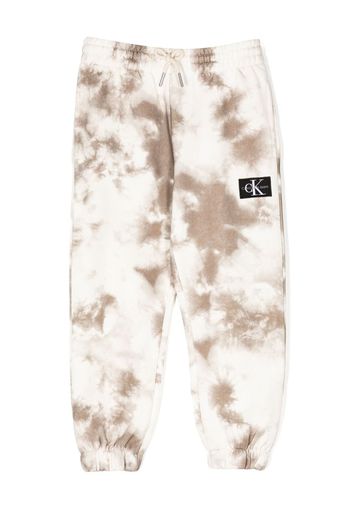 Calvin Klein Kids logo-patch bleached track pants - Marrone