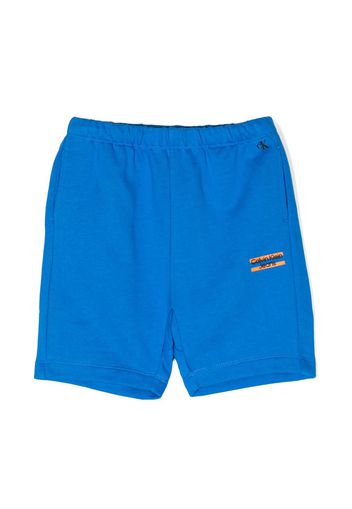 Calvin Klein Kids logo-print cotton track shorts - Blu