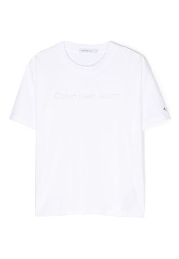 Calvin Klein Kids logo-embroidered round-neck T-shirt - Bianco