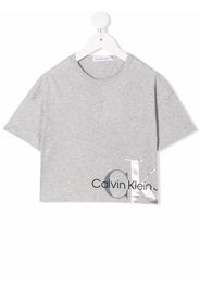 Calvin Klein Kids organic cotton cropped T-shirt - Grigio