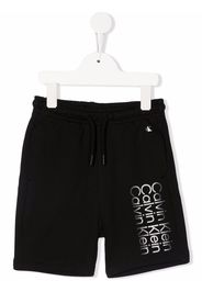 Calvin Klein Kids logo-print cotton track shorts - Nero