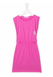 Calvin Klein Kids sleeveless logo-print jersey dress - Rosa