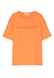 Calvin Klein Kids logo-embroidered short-sleeve T-shirt - Arancione