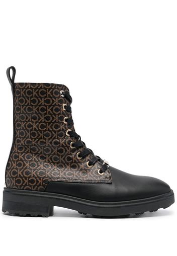 Calvin Klein lace-up monogram biker boots - Nero