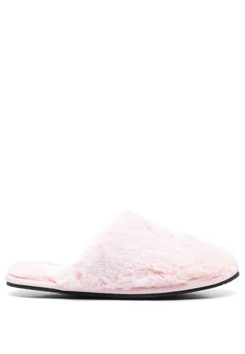 Calvin Klein logo appliqué faux-fur slippers - Rosa