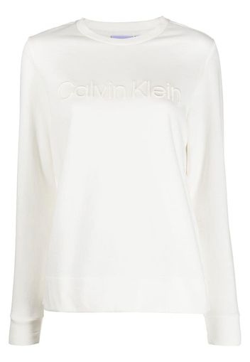 Calvin Klein embossed-logo long-sleeve T-shirt - Toni neutri