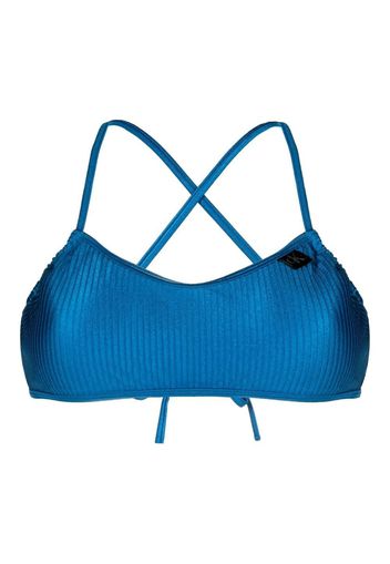 Calvin Klein ribbed-detail bandeau bikini top - Blu