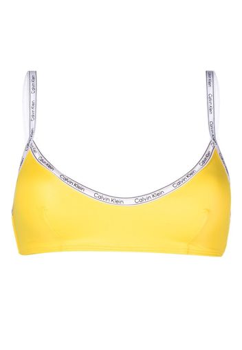 Calvin Klein logo-print strap bikini top - Giallo