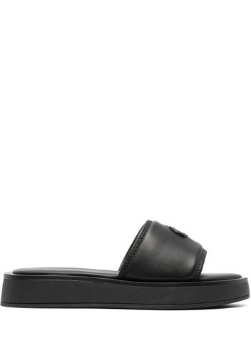 Calvin Klein logo-plaque leather slides - Nero