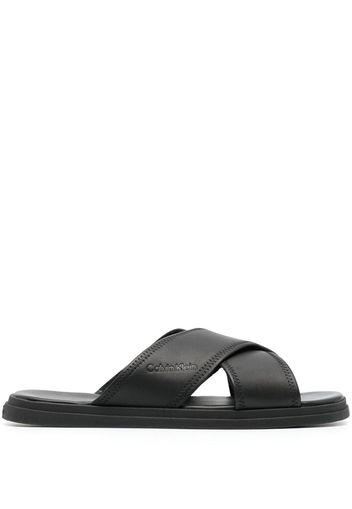 Calvin Klein criss-cross leather slides - Nero