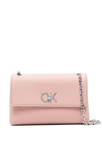 Calvin Klein Borsa a spalla con placca logo in finta pelle - Rosa