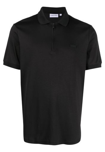 Calvin Klein logo-patch zip-up polo shirt - Nero