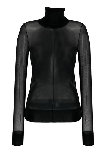 Calvin Klein roll-neck sheer top - Nero